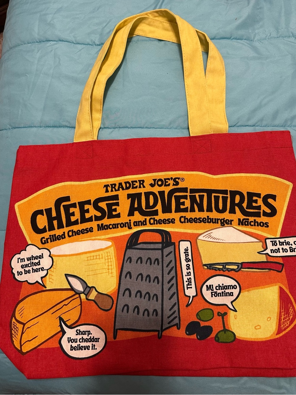 Trader Joe's Cheese Adventures Reusable Red Canvas Tote